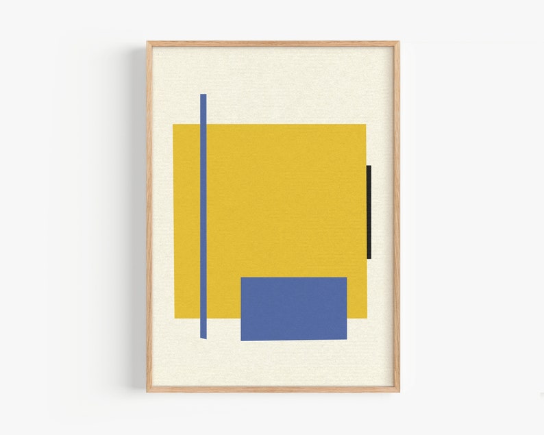 Abstract Geometric Wall Art Print. Blue. Yellow. Black. Instant Digital Download. Print at home. image 3