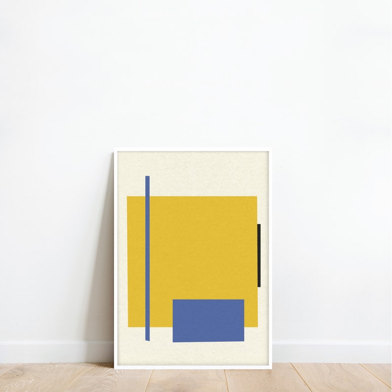 Abstract Geometric Wall Art Print. Blue. Yellow. Black. Instant Digital Download. Print at home. image 4