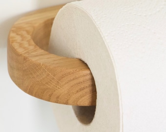 ASTREIN® | Toilettenpapierhalter Holz | Kleben oder Bohren | Eichenholz | Klorollenhalter Befestigung | WC Papier Halterung für Badezimmer