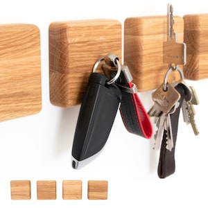 ASTREIN® | Oak Key Rack | Knife Holder | Wooden Wall Mount | Oak | Self-Adhesive | Magnetic Key Holder