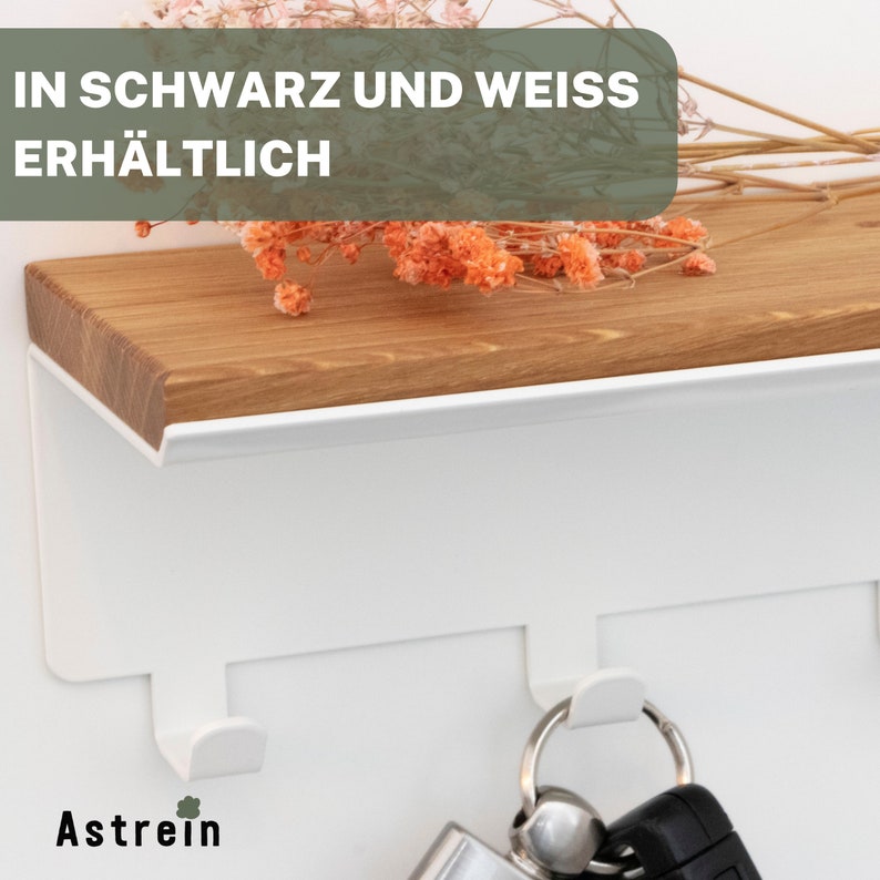 Astrein® Schlüsselbrett mit 6 Haken Schlüsselboard aus Holz Eiche Wandorganizer Schlüsselhalter mit Ablage 30x8x8cm Bild 6