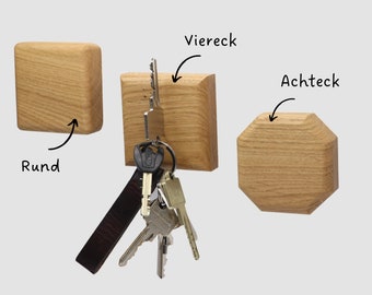 ASTREIN® | Magnetic key holder | Knife holder | Wooden wall mount | Oak | Self-adhesive |