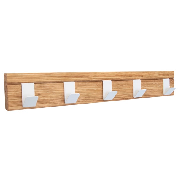 ASTREIN® | Garderobe aus Eiche | Garderobenleiste | Wandgarderobe Holz | Handtuchhalter | Flurgarderobe mit 5 Haken