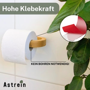 ASTREIN® Toiletpapierhouder zonder boren Houten toiletrolhouder Toiletrol eiken Lijm toiletrolhouder Toiletpapierhouder afbeelding 2