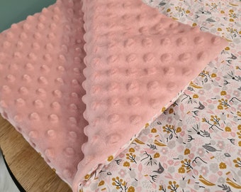 Minky and cotton baby blanket