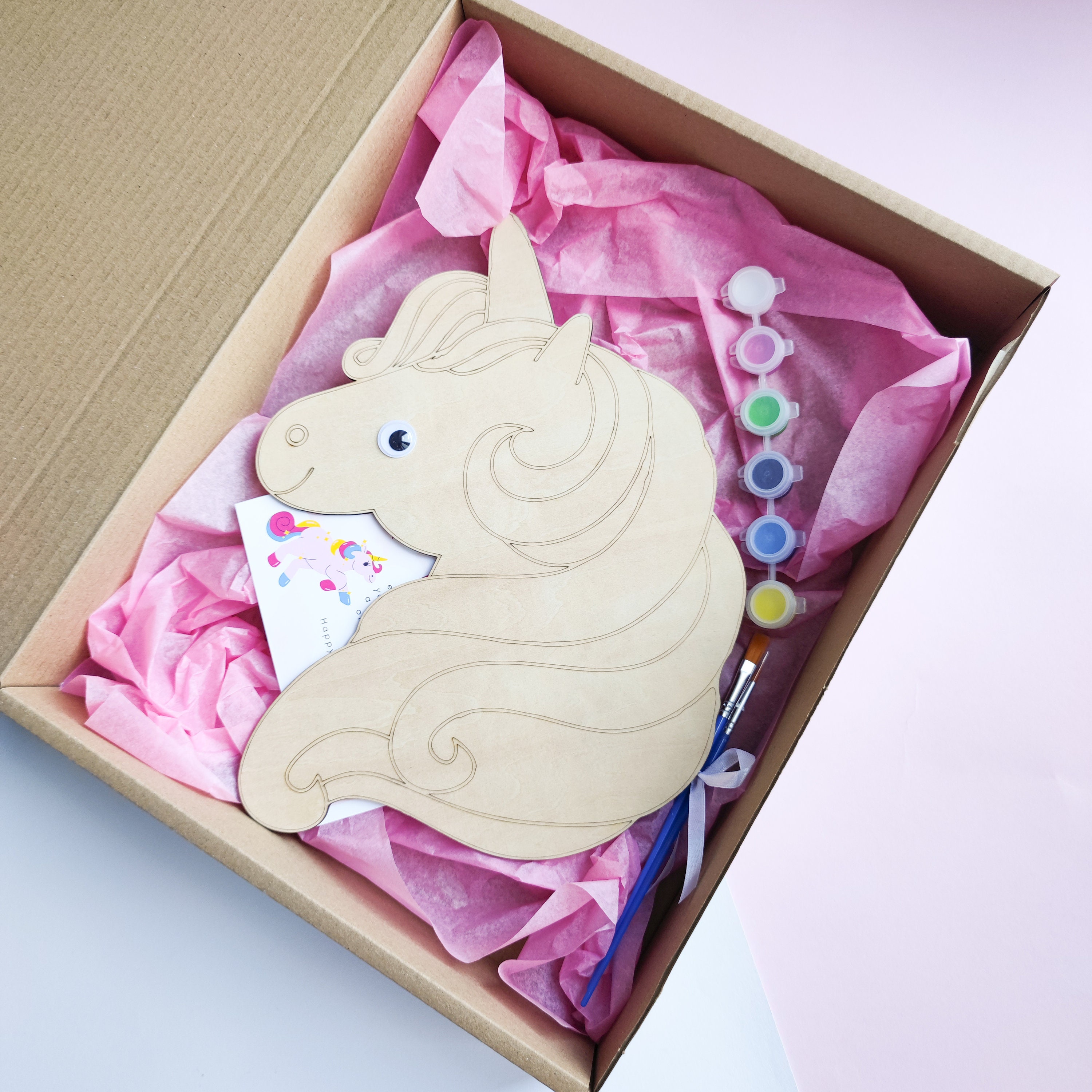DIY Large Wooden Unicorn Painting Kit. Craft Kit for Kids. Coloring Set for a Birthday Party ...