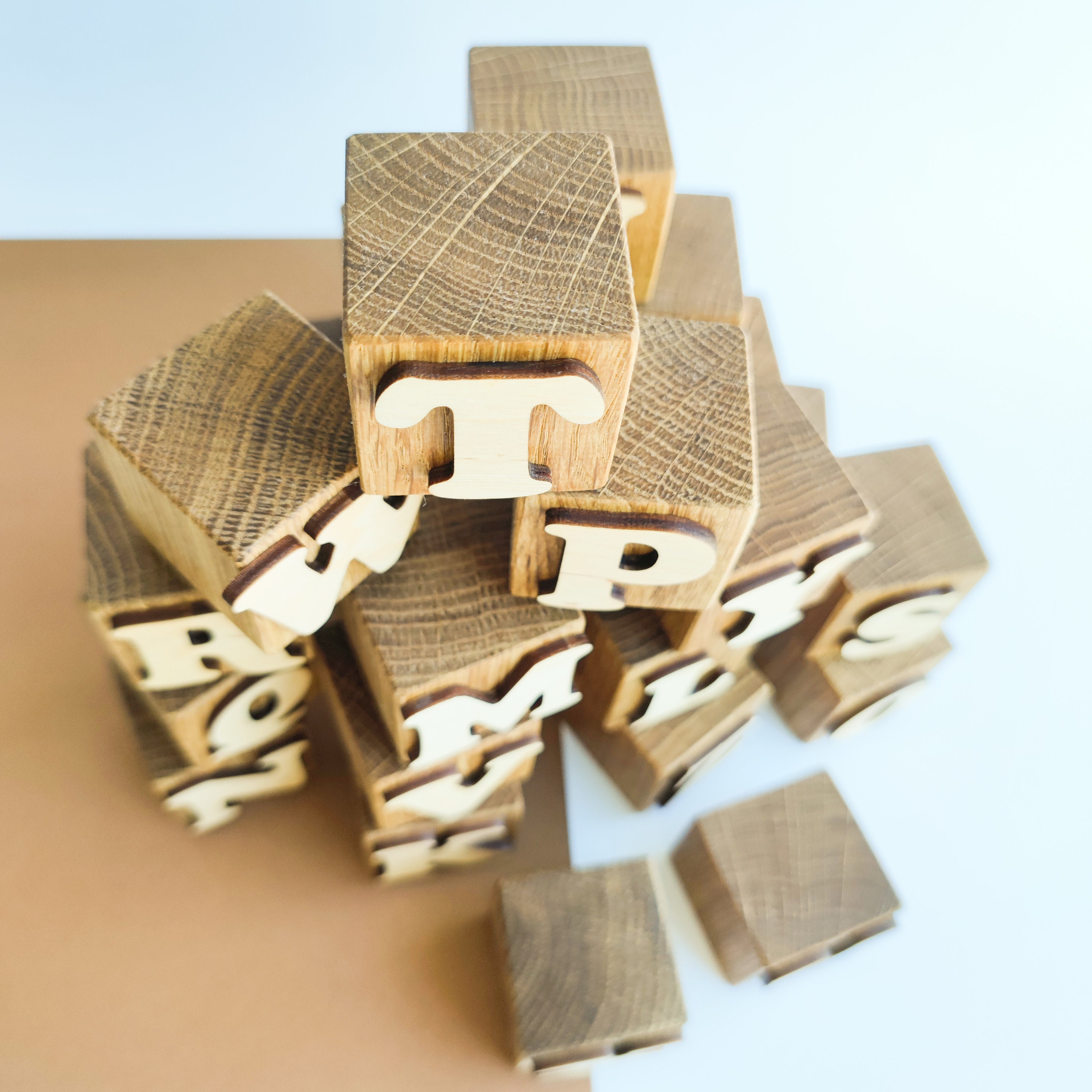 Handmade Montessori ABC Wooden Blocks for Kids. Educational Alphabet ...