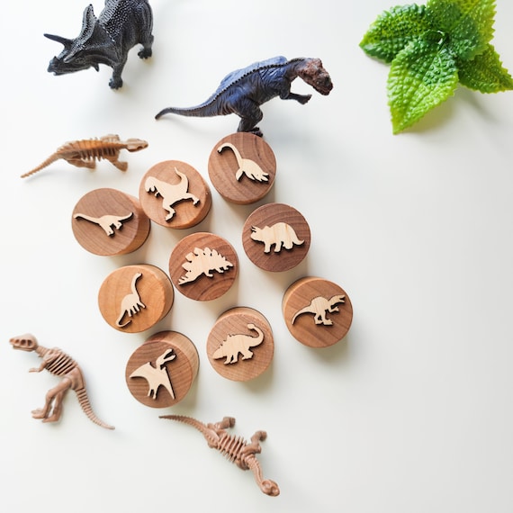 Dinosaur Play Dough Stamp Set of 9. Playdough Tools for Dinosaur Lovers.  Dino Play Dough Accessories. 