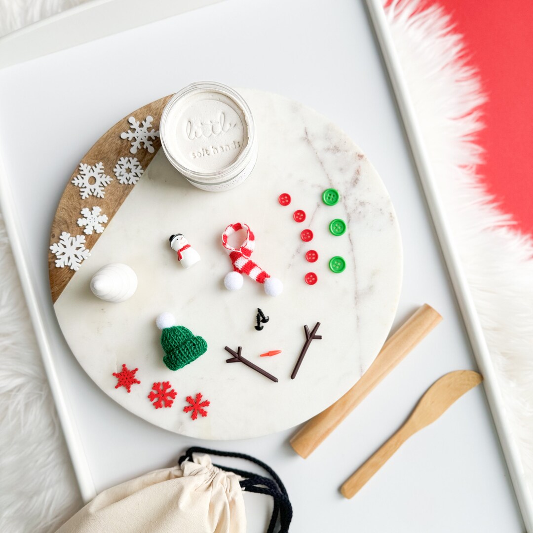 Mini Snowman Playdough Kit. Build a Snowman Playdough Jar. Christmas
