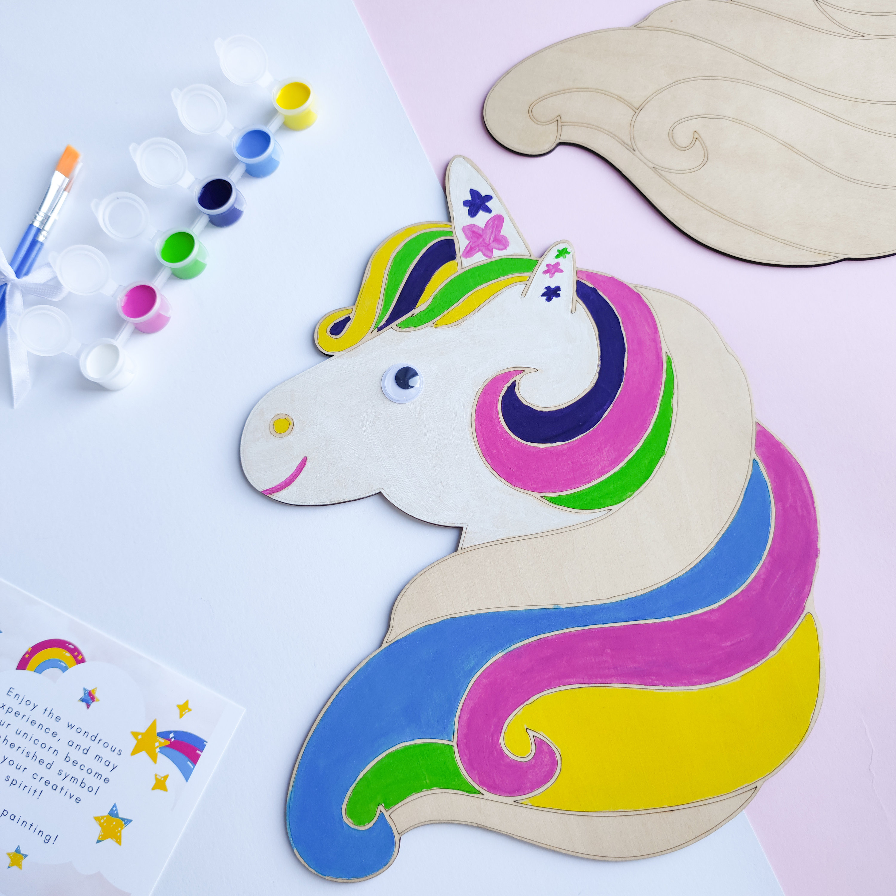 DIY Large Wooden Unicorn Painting Kit. Craft Kit for Kids. Coloring Set for a Birthday Party ...