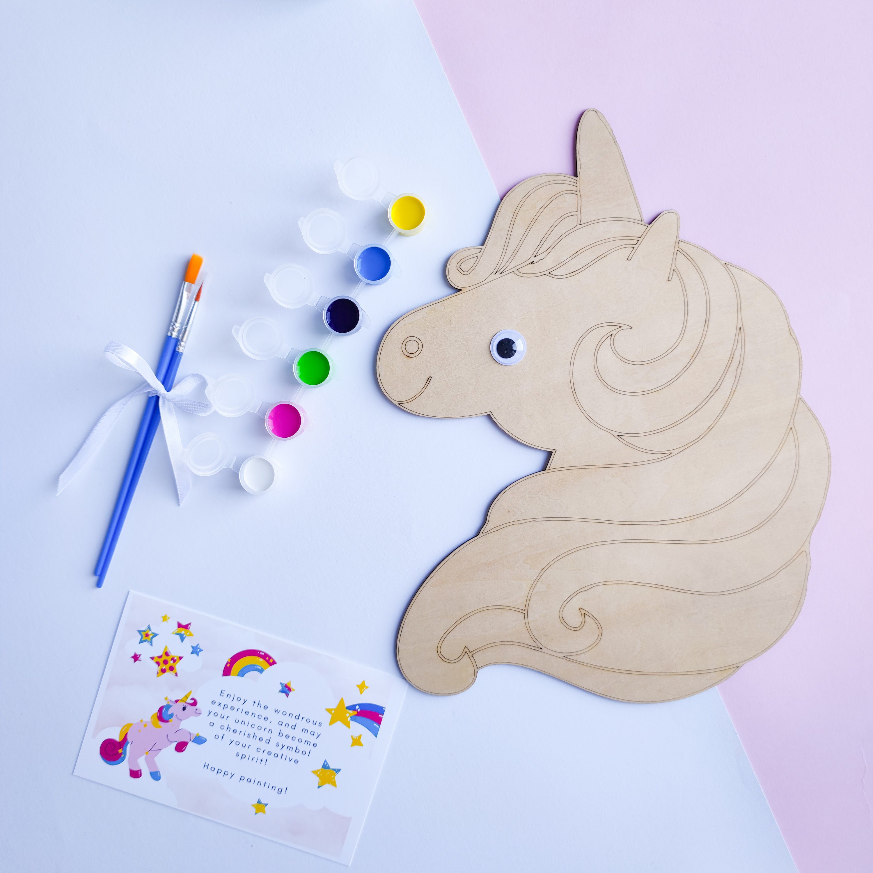 DIY Large Wooden Unicorn Painting Kit. Craft Kit for Kids. Coloring Set for a Birthday Party ...