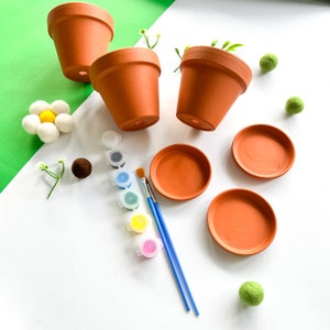 Terracotta pots painting kit. DIY crafts for kids. Child Artwork set. Small garden decoration. Gift idea for plant lovers. image 6