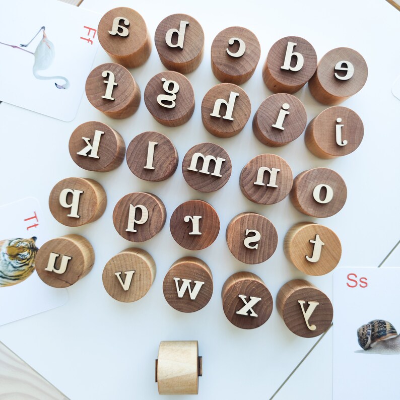 Wooden Alphabet Play Dough Stampers. Doublesided Letter Etsy