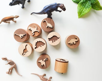 Dinosaur play dough stamp set of 9. Playdough tools for Dinosaur lovers. Dino play dough accessories.