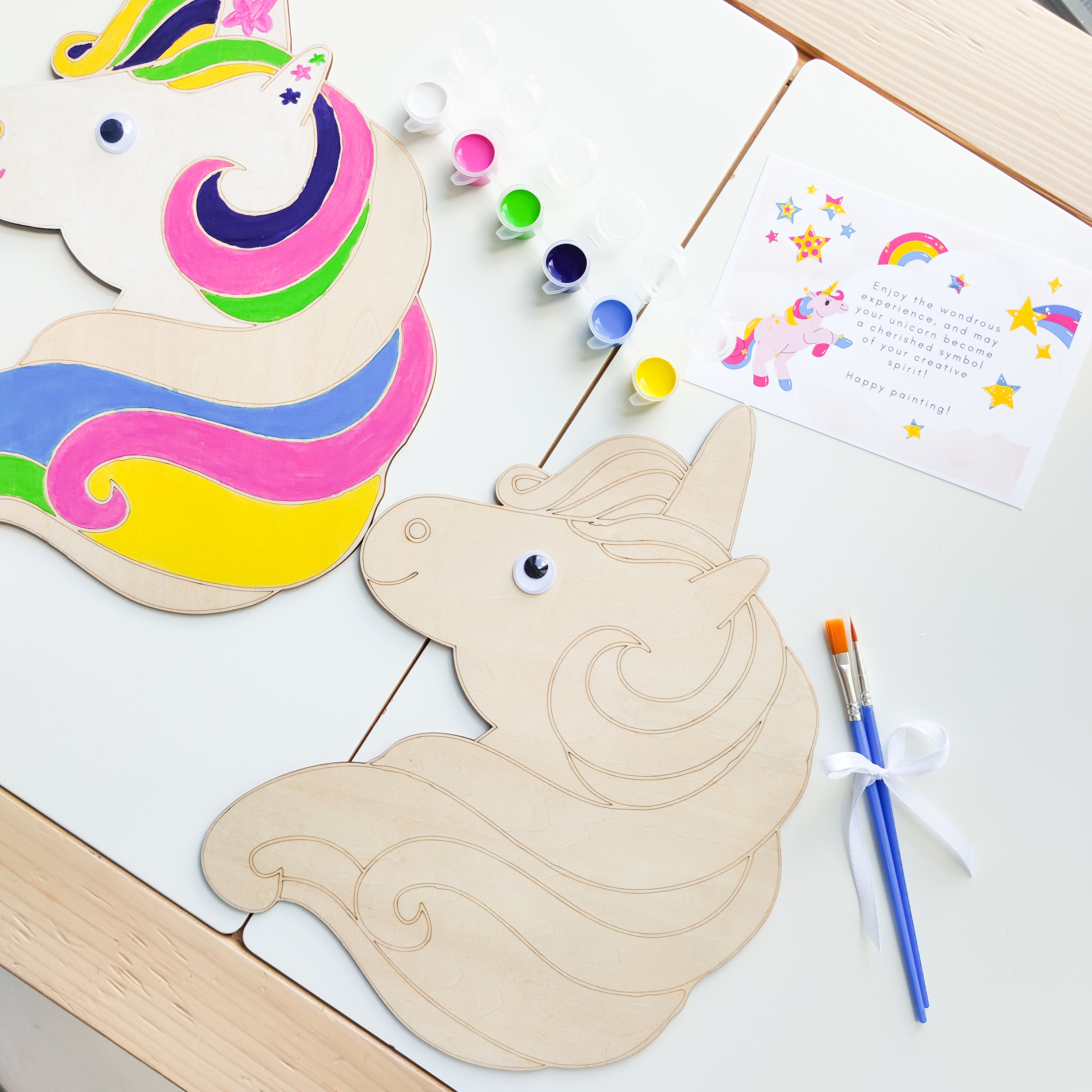 DIY Large Wooden Unicorn Painting Kit. Craft Kit for Kids. Coloring Set for a Birthday Party ...