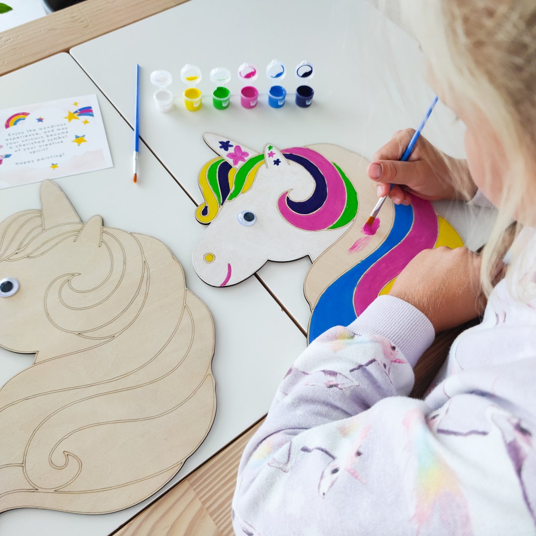 DIY Large Wooden Unicorn Painting Kit. Craft Kit for Kids. Coloring Set for a Birthday Party ...