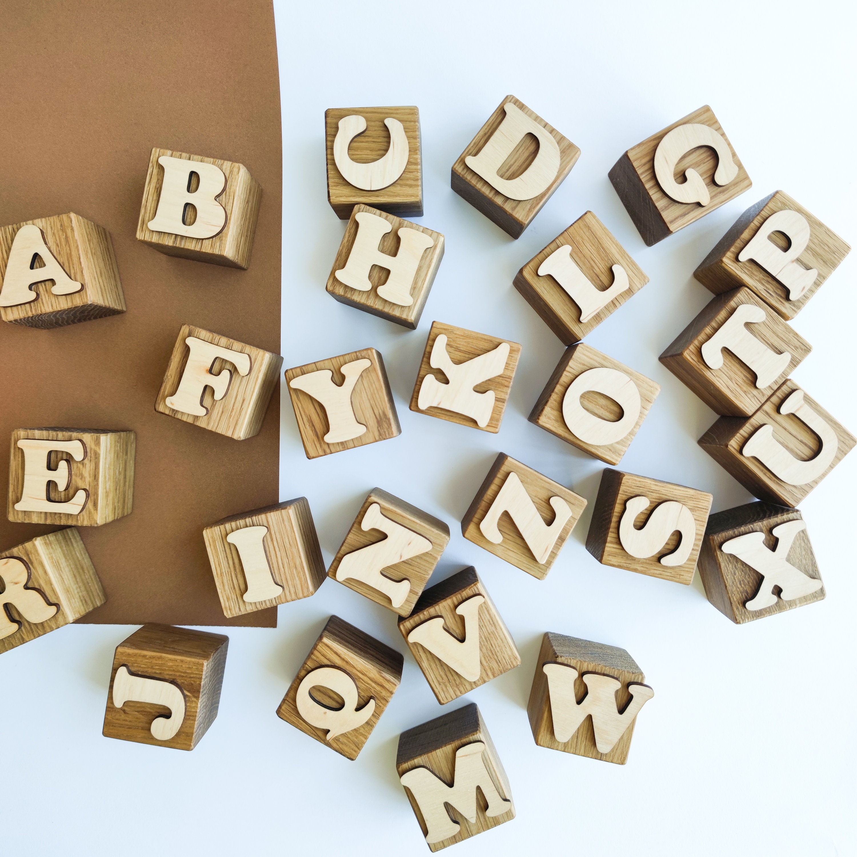 Abc's Blocks Handmade Montessori ABC Wooden Blocks for Kids. Educational Alphabet ...