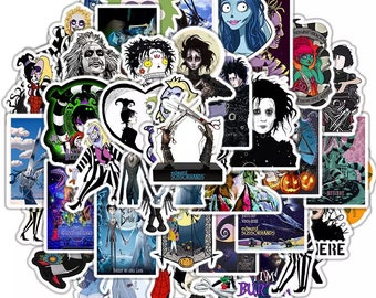 Tim Burton Inspired Stickers: Classic Movie Horror Stickers [50 Pack]