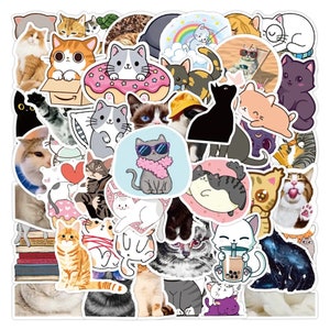 50 x Kawaii Cat Stickers for Laptops, Macbooks, Scrapbooking, Jotters, Waterbottles, Assorted Decoration etc