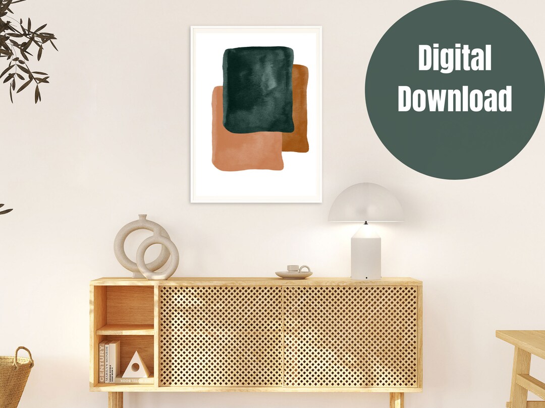 Rectangle Wall Art, Abstract, Watercolor, Shapes, Home Decor, Wall ...