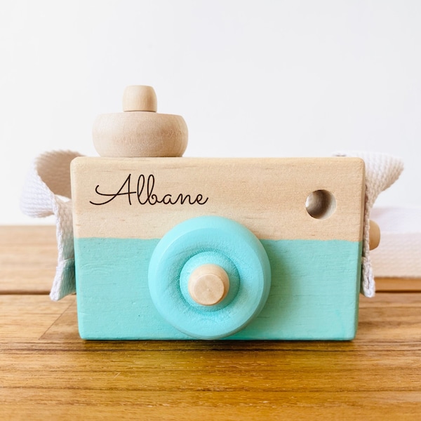 Cámara de madera / Juguete Montessori personalizable / Regalo personalizado para niños y bebés / Regalo para baby shower / Cumpleaños de bebé