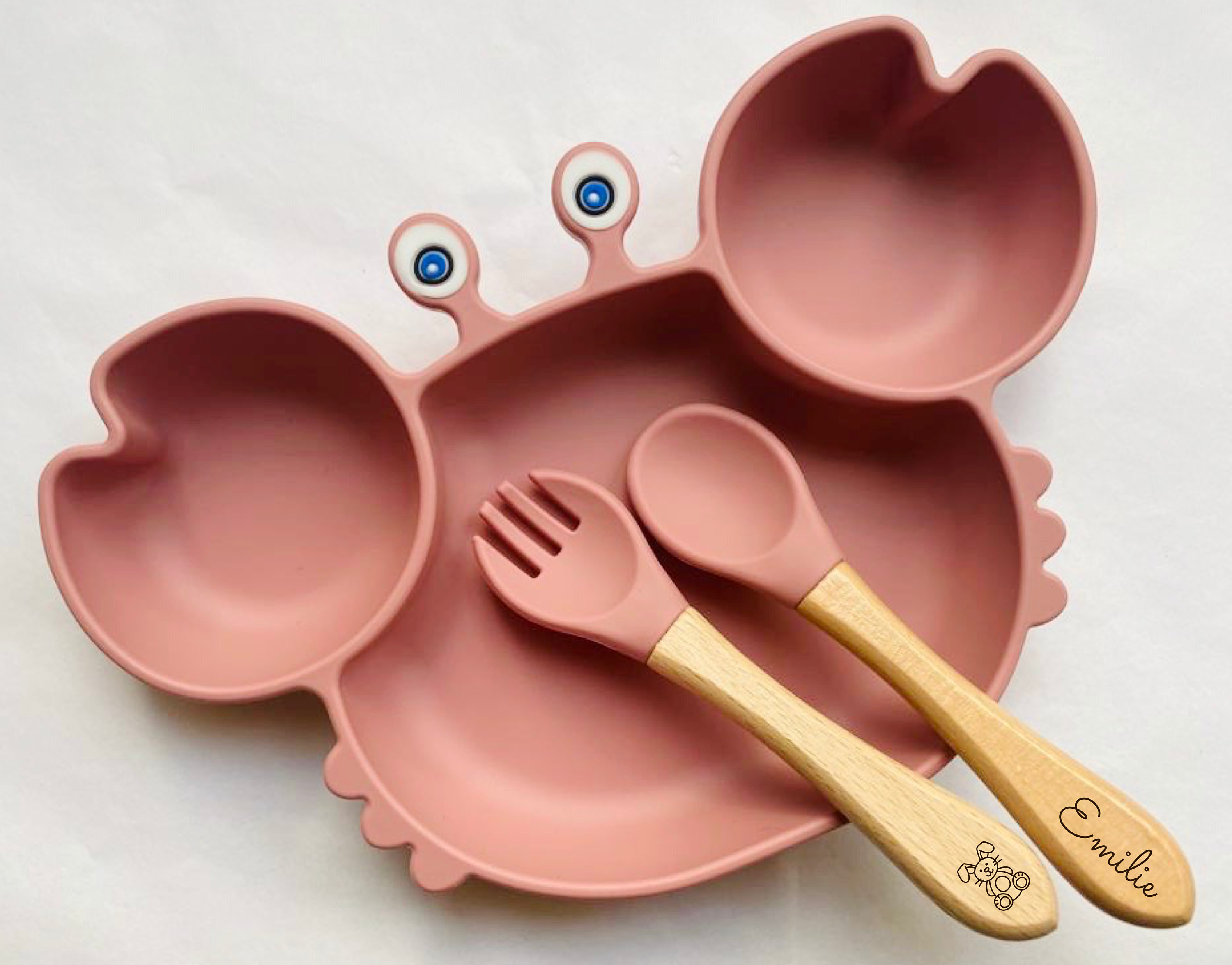 Set Repas Assiette + Couverts Pour Enfant Personnalisé // Cadeau de Naissance et Bébé