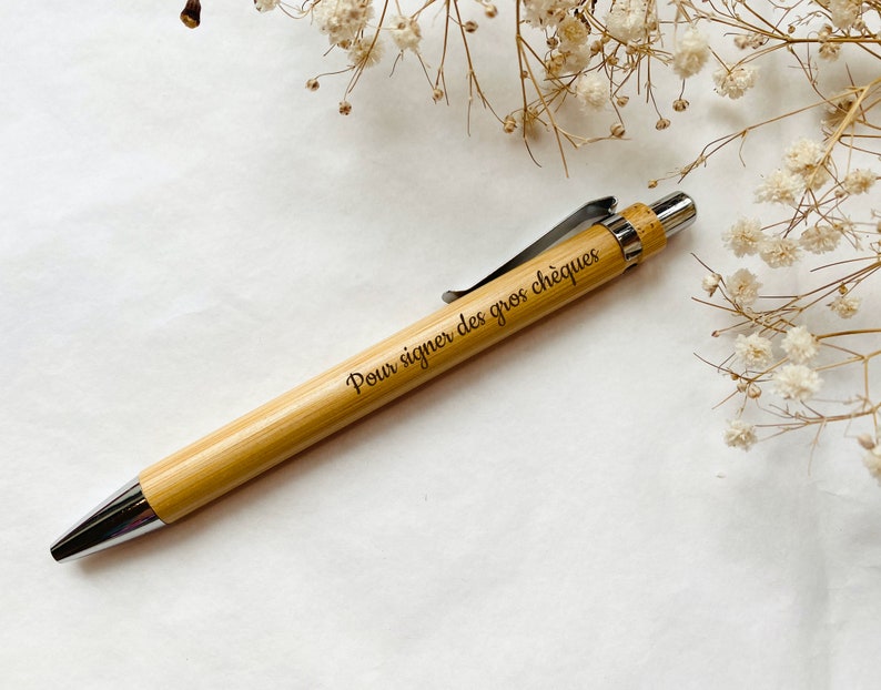 Personalized bamboo pen / Wedding mistress gift, witness to grandfather / birthday colleague, company committee / Father's Day gift image 3