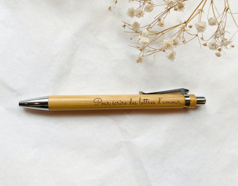 Personalized bamboo pen / Wedding mistress gift, witness to grandfather / birthday colleague, company committee / Father's Day gift image 1