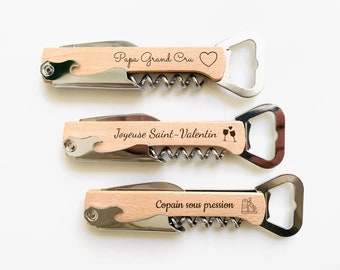 Personalized Lemonadier / Bottle Opener Corkscrew Knife / Father's Day Gift / Grandfathers / Wedding EVG Birthday Witnesses