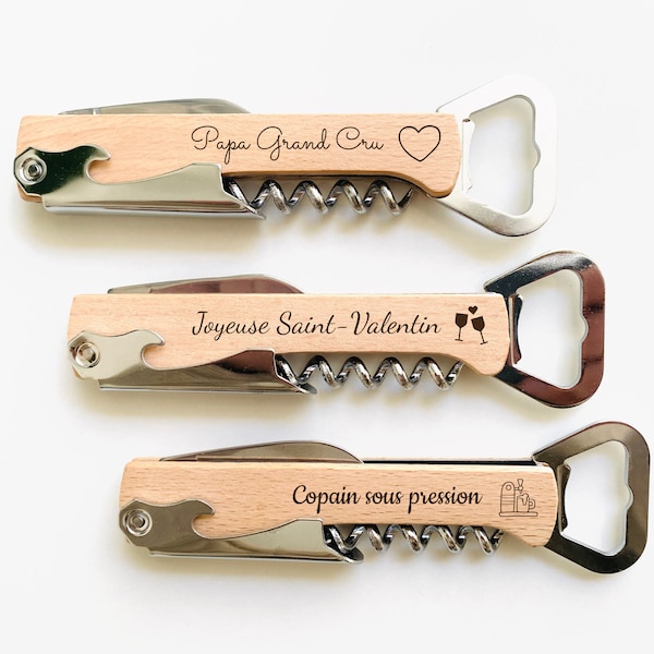 Personalized Lemonadier / Bottle Opener Corkscrew Knife / Father's Day Gift / Grandfathers / Wedding EVG Birthday Witnesses