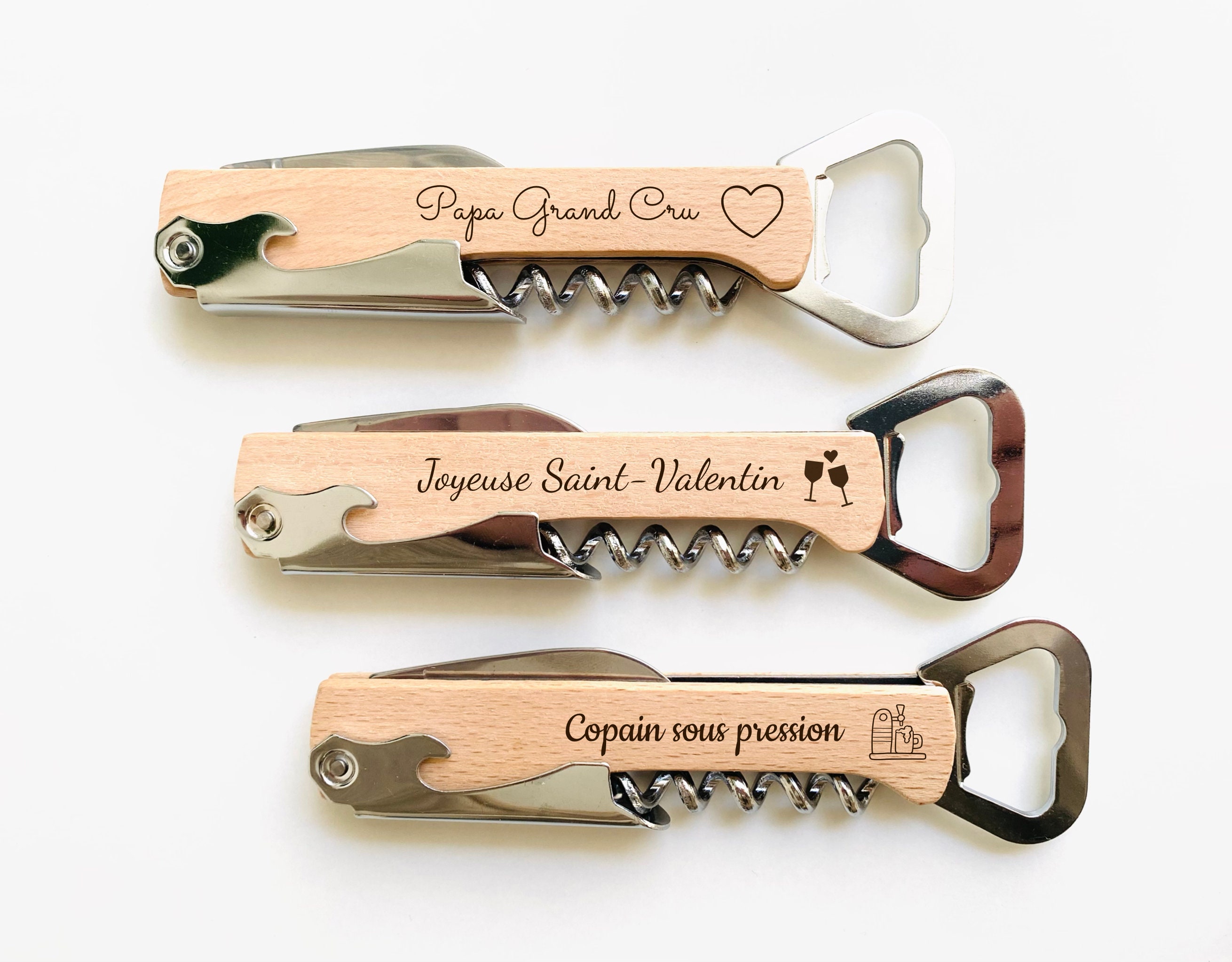 Personalized lemonade maker / Bottle opener knife Corkscrew / Father&#39;s Day gift godfather godmother / Witnesses Birthday Christmas Wedding