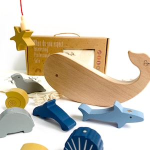 Magnetic Ocean Fishing Game Personalized wooden birth gift Montessori toy Birthday or birth gift 1 year gift image 3