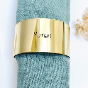 Portatovagliolo personalizzato in ottone dorato | Decorazione della tavola | Anniversario di matrimonio | Personalizzabile | Regalo di Natale papà mamma