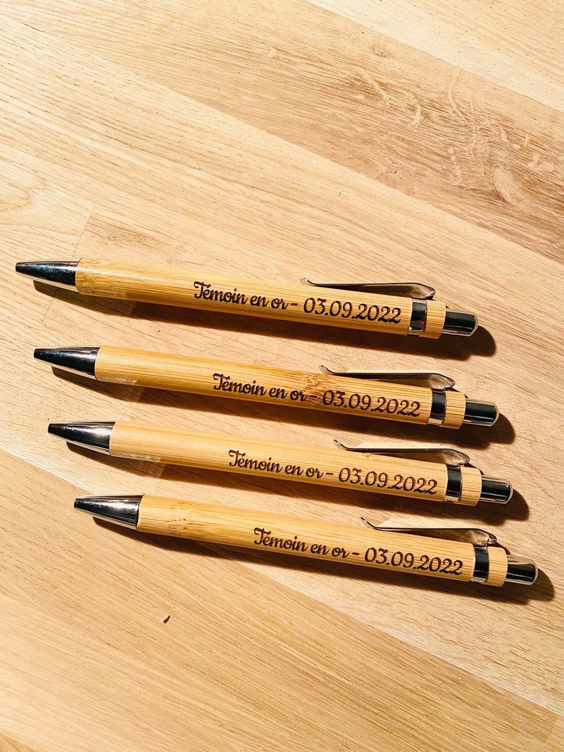 Personalized bamboo pen / Wedding mistress gift, witness to grandfather / birthday colleague, company committee / Father's Day gift image 5