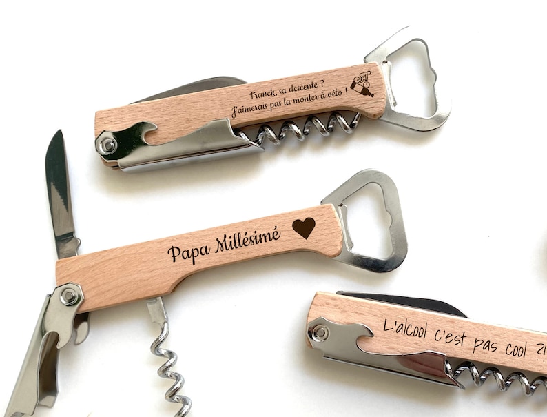 Personalized Lemonadier / Bottle Opener Corkscrew Knife / Father's Day Gift / Grandfathers / Wedding EVG Birthday Witnesses image 2