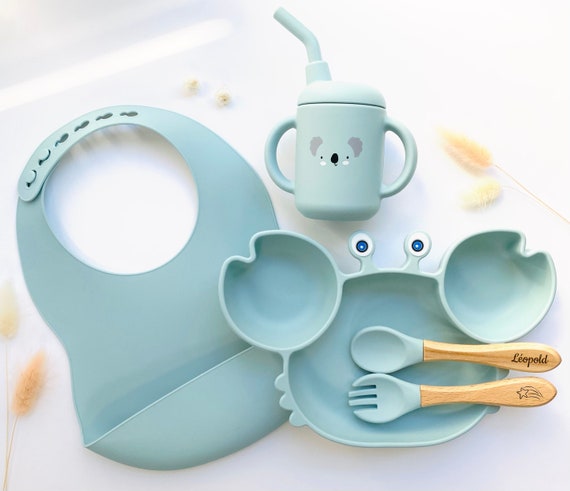 Silicone Baby Spoon Fork Utensils Set Eat Training Auxiliary Food