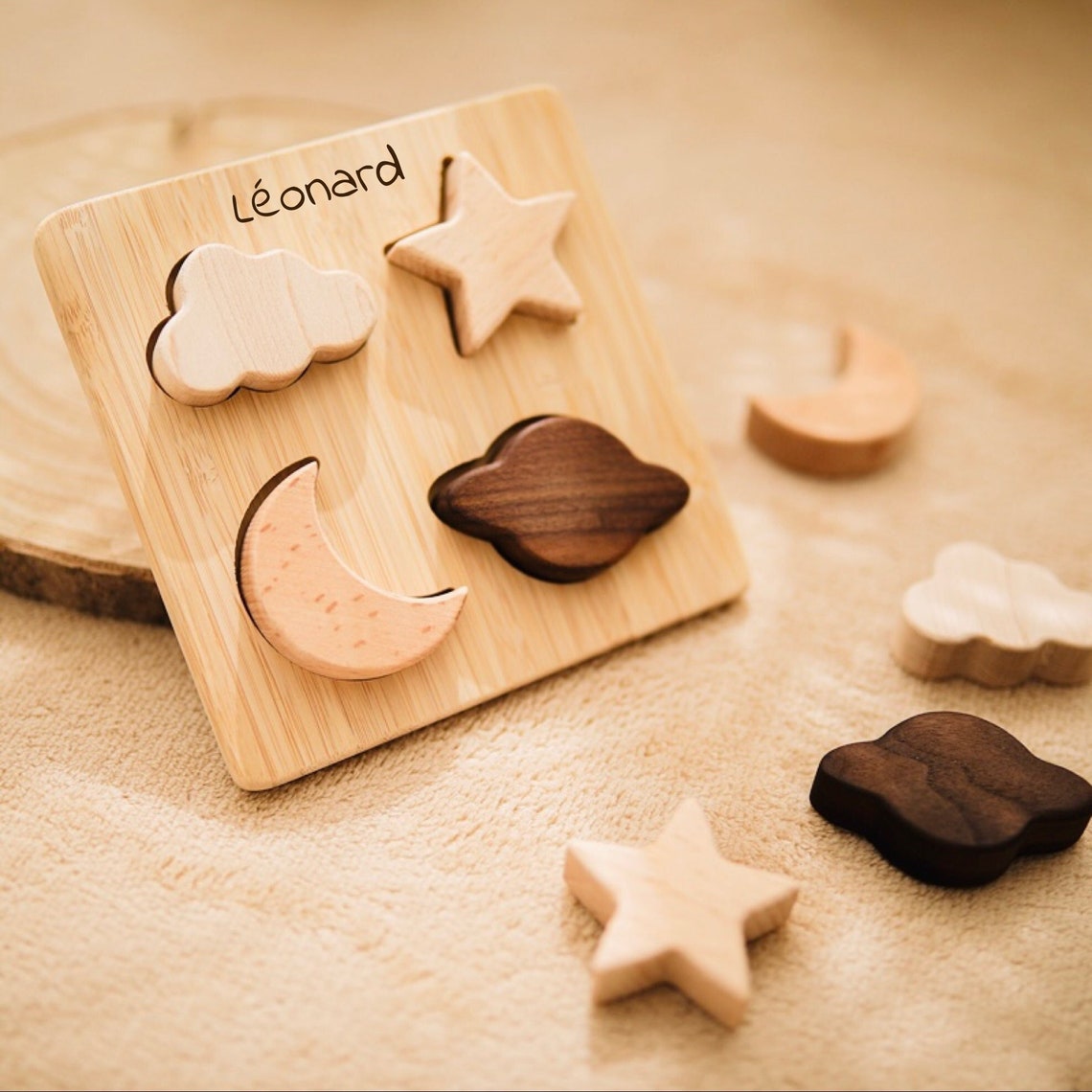 Personalized Montessori Wooden Puzzle Toy | Space Puzzle for Children ...