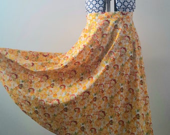 VINTAGE SUMMER SKIRT | Retro Skirt for Women | Size 16 Vintage Style 1950 Clothing | Floral Skirt | Vintage Cotton Skirt