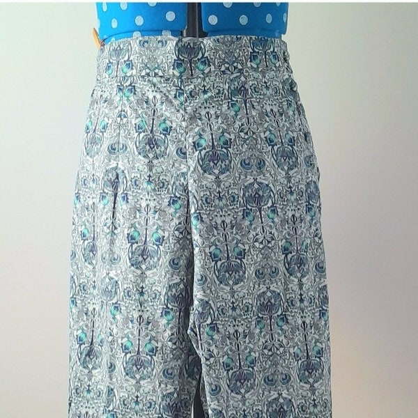 Women's Trousers // Size 10, Vintage Style Wide Leg Slacks, Authentic 1940’s Style, Retro Style Slacks, Turn up Trousers