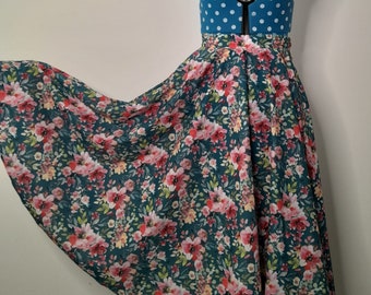 VINTAGE SUMMER SKIRT | Retro Skirt for Women | Size 12 Vintage Style 1950 Clothing | Floral Skirt | Vintage Cotton Skirt