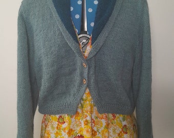 Women's Wool Cardigan Autumn Winter Vintage Handmade Warm Cardi Jumper Hand Knit Natural