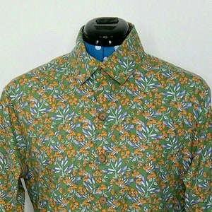 Men&#39;s Chest 38 Button Down Shirt Autumn Long Sleeve Handmade Vintage Look Cotton Casual Men&#39;s Clothing Winter Cotton Shirt Floral Shirt