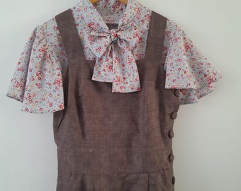 MACACÃO CURTO MOCHA | Tamanho 14 | Macacão curto vintage de pernas largas | Autêntico estilo anos 40 | Bermuda retrô | Estilo Land Girl