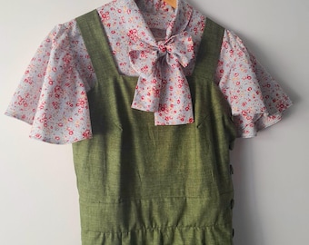 OLIVE WARTIME OVERALLS | Size 14 | Vintage Style Wide Leg Overalls |Authentic 1940’s Style | Retro Slacks | Turn ups | Land Girl Style