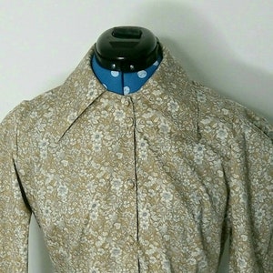 VINTAGE WINTERBLUSE | Retro Floral Shirt für Frauen | Größe 8 Vintage Style 1930 Kleidung | Blumenbluse | Vintage Baumwoll Bluse