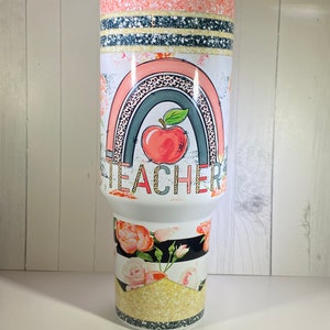 Pink Rainbow Floral 40oz. Tumbler
