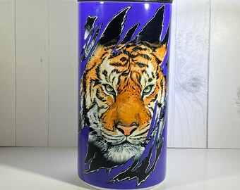 Tigre morado y dorado 4 en 1 Koozie