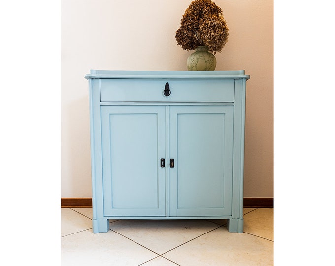 Antique vintage wooden cabinet after renovation | colorful furniture