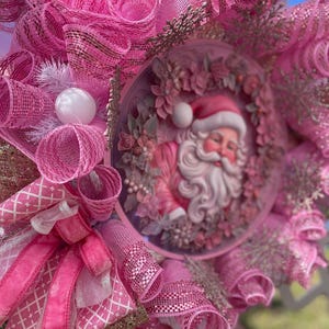 Pink Santa Round Wreath