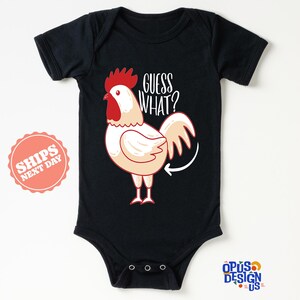 Guess What Chicken Butt Retro Onesie®, Funny Baby Bodysuit, Gender Neutral Baby Gift, Baby Shower Gift